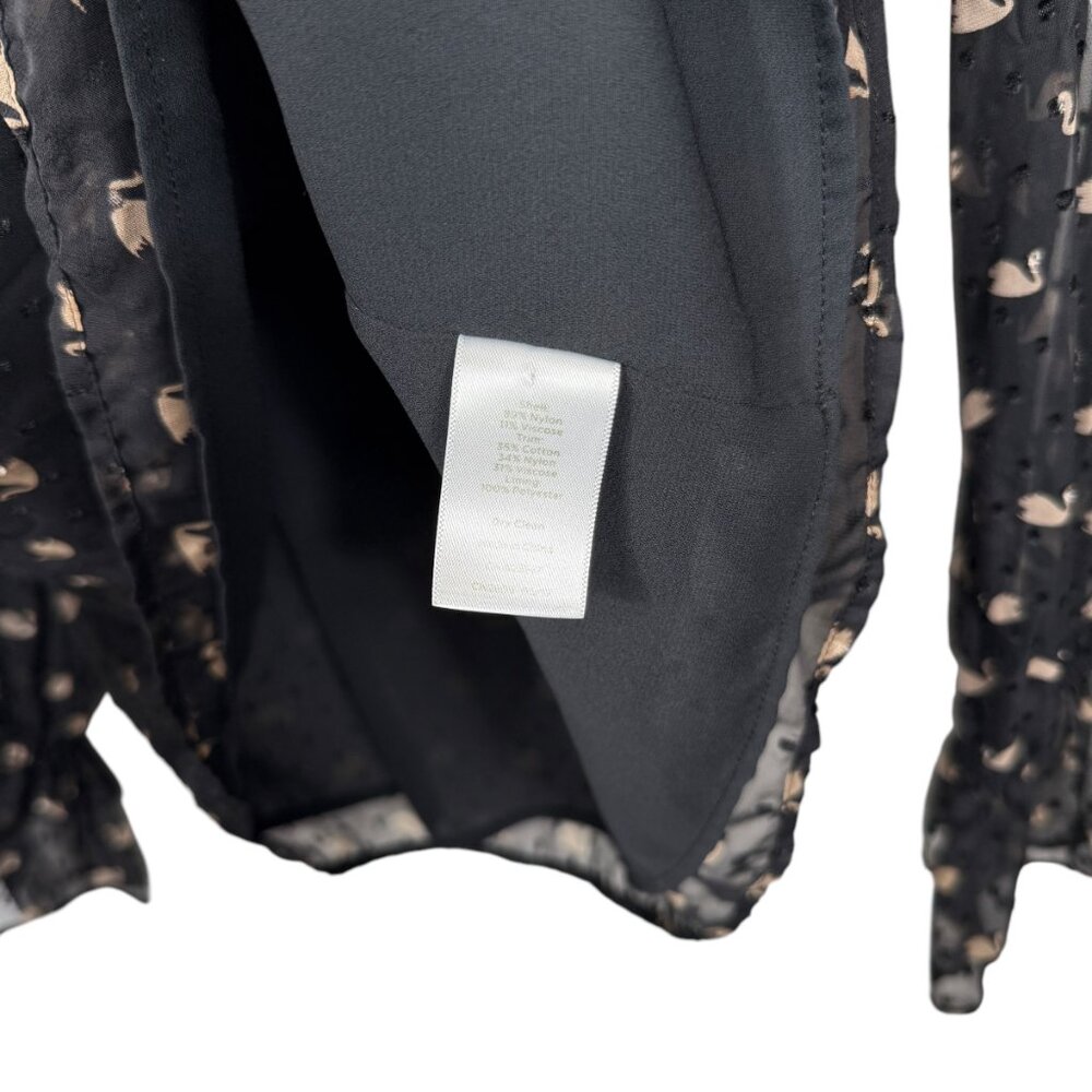 Rsvp By Talbots Fancy Swans Print Top Medium Blac… - image 8